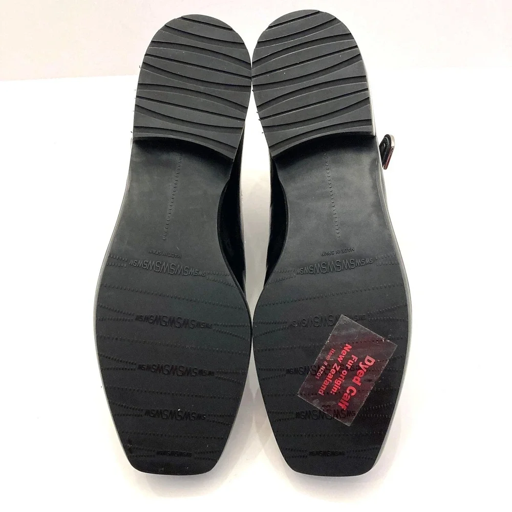 STUART WEITZMAN Negev Booties Shoes Black Leather Calf Hair Womens 6 M Straps